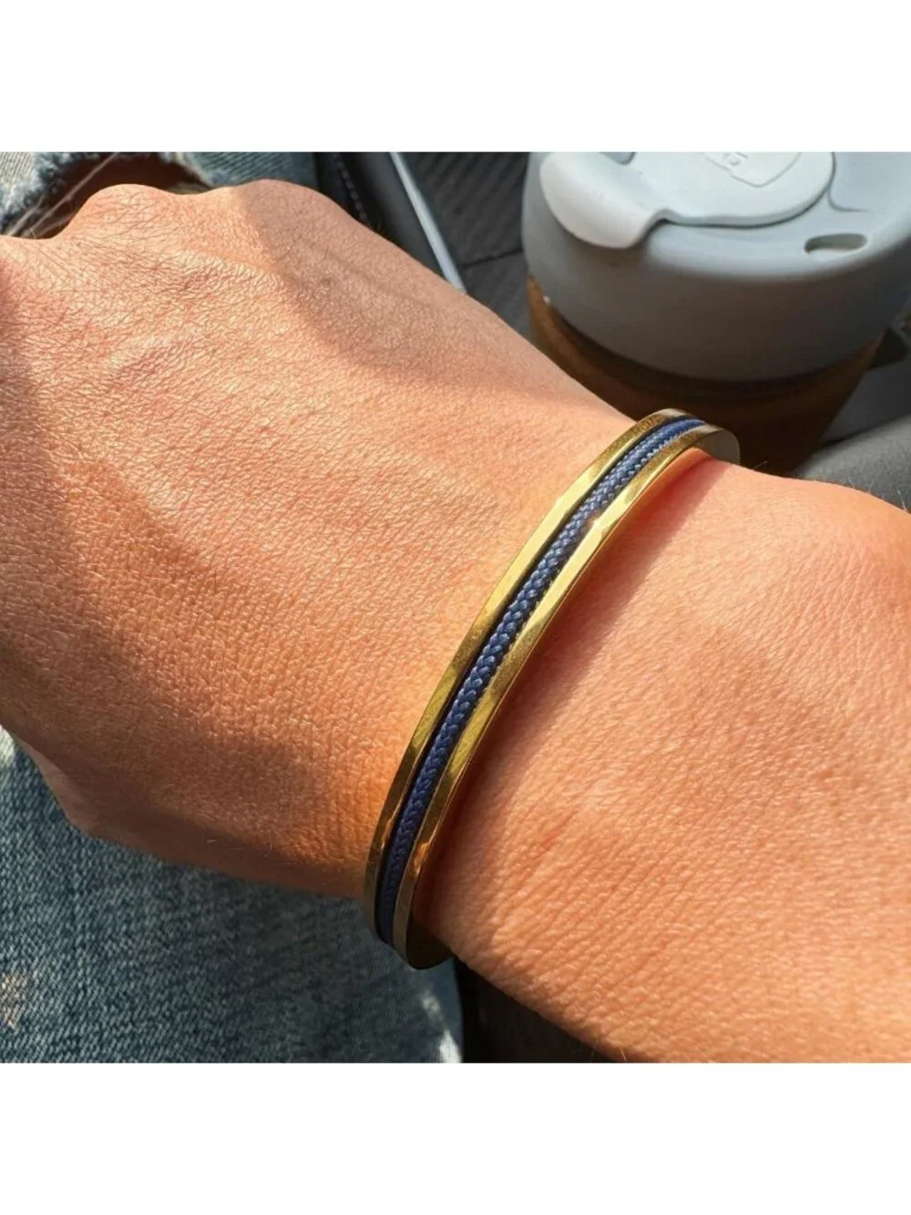 Stylish Handmade Minimalist Cuff Bracelet with Nautical Rope Inlay for All